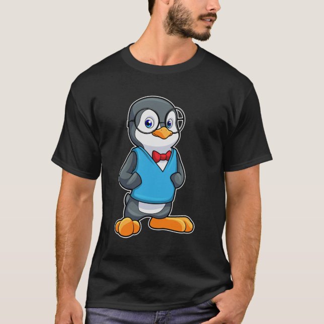 Penguin as Nerd with Glasses T-Shirt (Front)