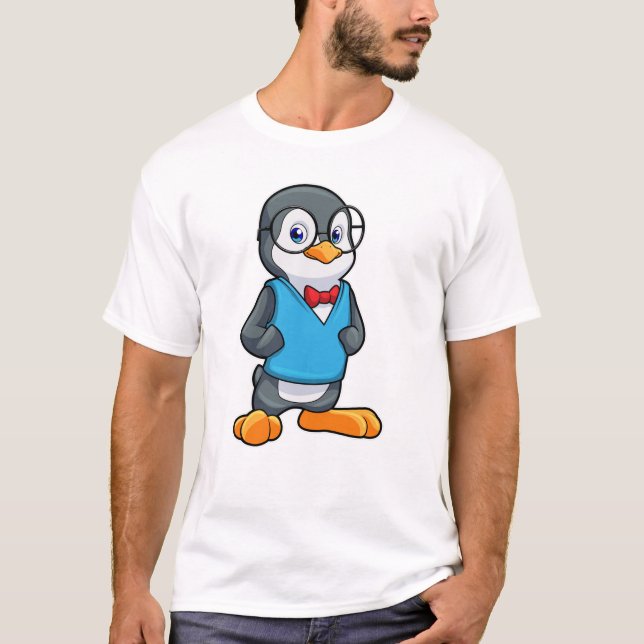 Penguin as Nerd with Glasses T-Shirt (Front)