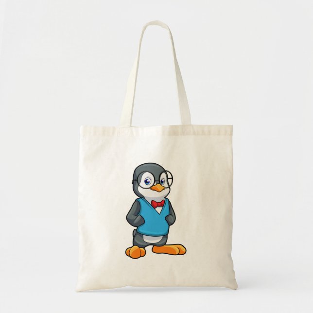 Penguin as Nerd with Glasses Tote Bag (Front)