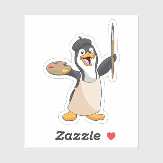 Penguin as Painter with Paint brush & Colour (Sheet)