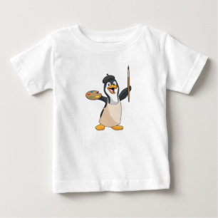 Penguin as Painter with Paint brush & Colour Baby T-Shirt