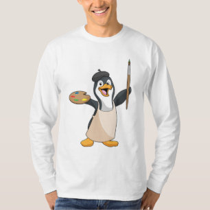 Penguin as Painter with Paint brush & Colour T-Shirt