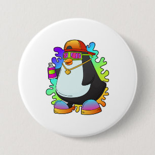Penguin as Painter with Spray 7.5 Cm Round Badge