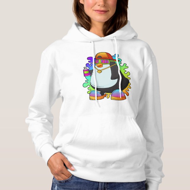 Penguin as Painter with Spray Hoodie (Front)