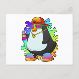 Penguin as Painter with Spray Postcard