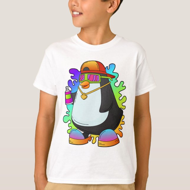 Penguin as Painter with Spray T-Shirt (Front)