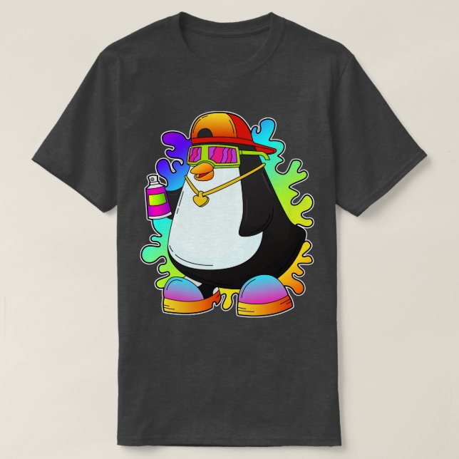 Penguin as Painter with Spray T-Shirt (Design Front)