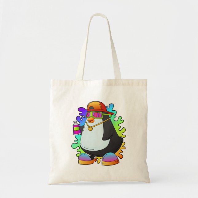 Penguin as Painter with Spray Tote Bag (Front)