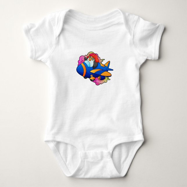 Penguin as Pilot with Plane Baby Bodysuit (Front)