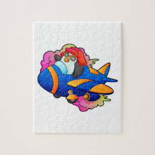 Penguin as Pilot with Plane Jigsaw Puzzle