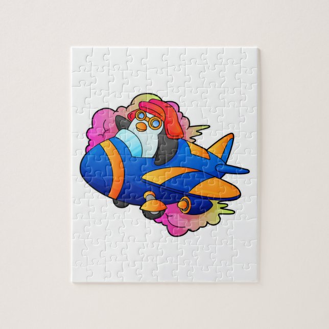 Penguin as Pilot with Plane Jigsaw Puzzle (Vertical)
