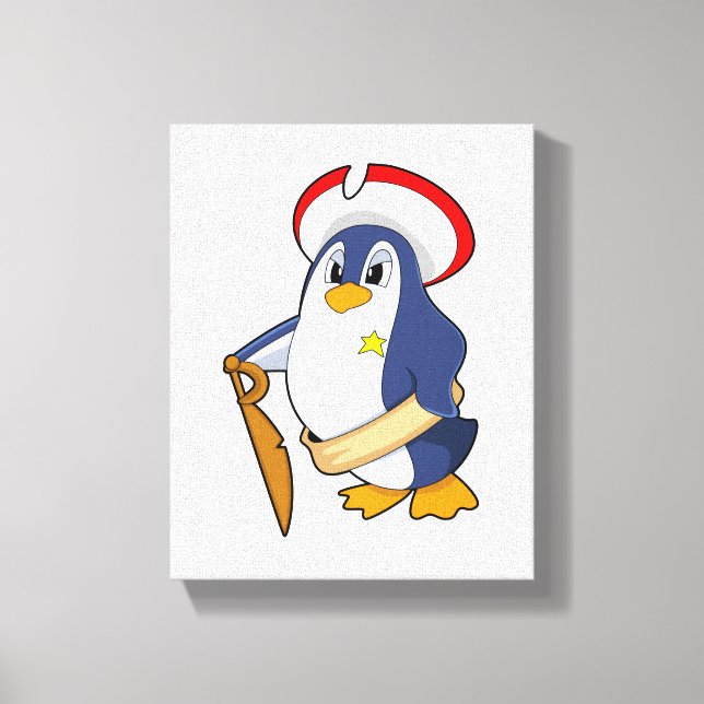Penguin as Pirate with Hat Canvas Print (Front)