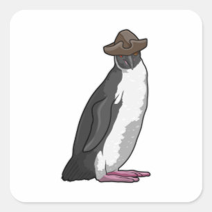 Penguin as Pirate with Hat Square Sticker