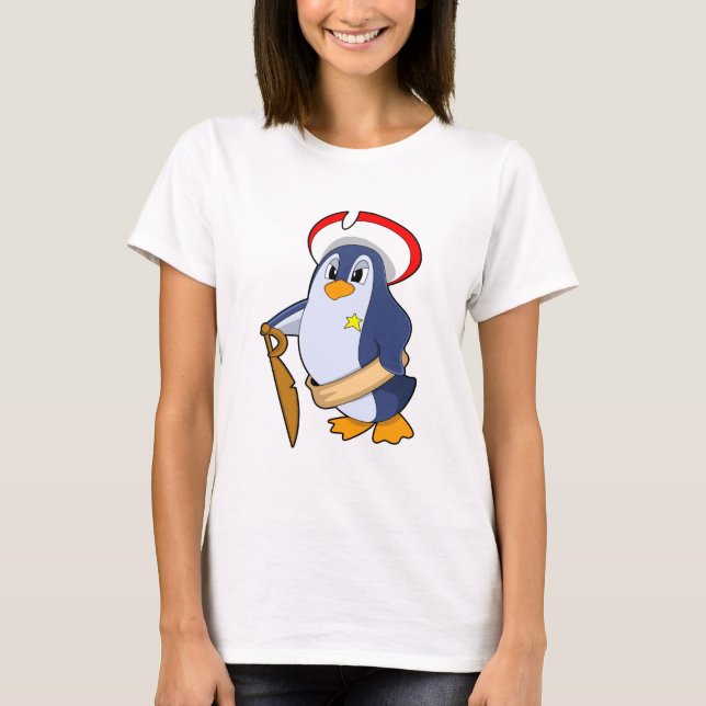 Penguin as Pirate with Hat T-Shirt (Front)
