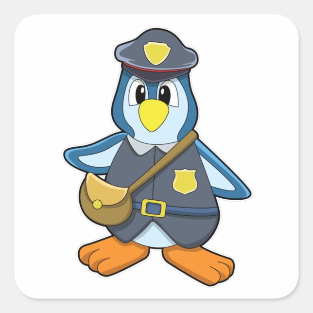 Penguin as Policewoman with Handbag Square Sticker (Front)