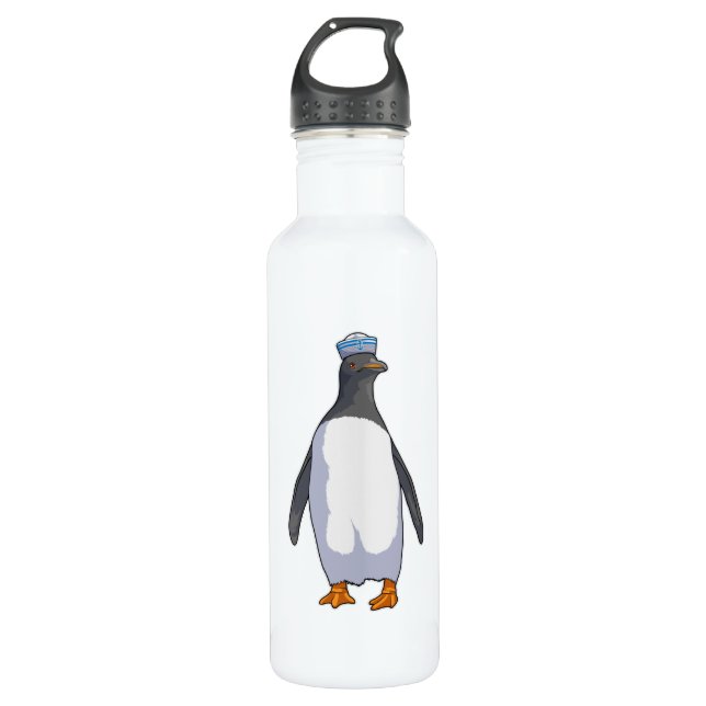 Penguin as Sailor with Hat 710 Ml Water Bottle (Front)