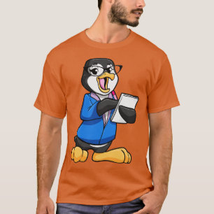 Penguin as Secretary with Glasses Pen and Note T-Shirt