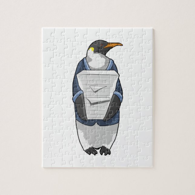 Penguin as Secretary with Stack of paper Jigsaw Puzzle (Vertical)