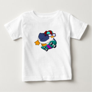 Penguin as Skater with Skateboard Baby T-Shirt