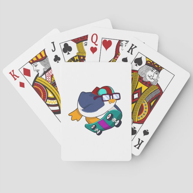 Penguin as Skater with Skateboard Playing Cards (Back)