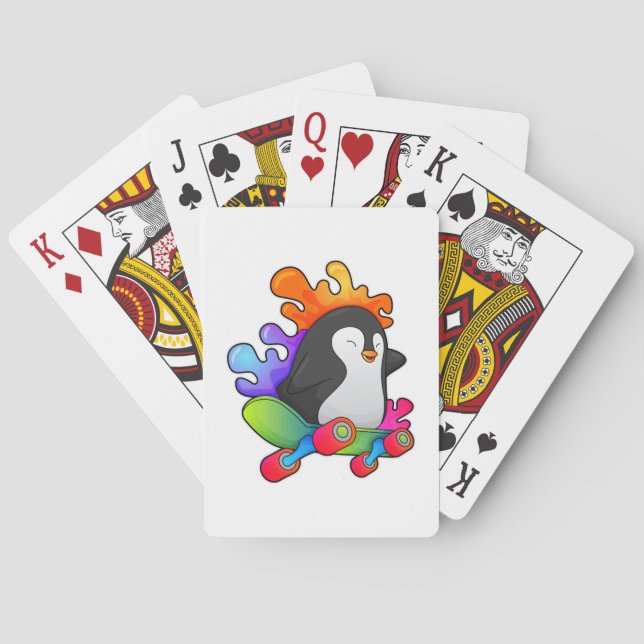 Penguin as Skater with Skateboard Playing Cards (Back)