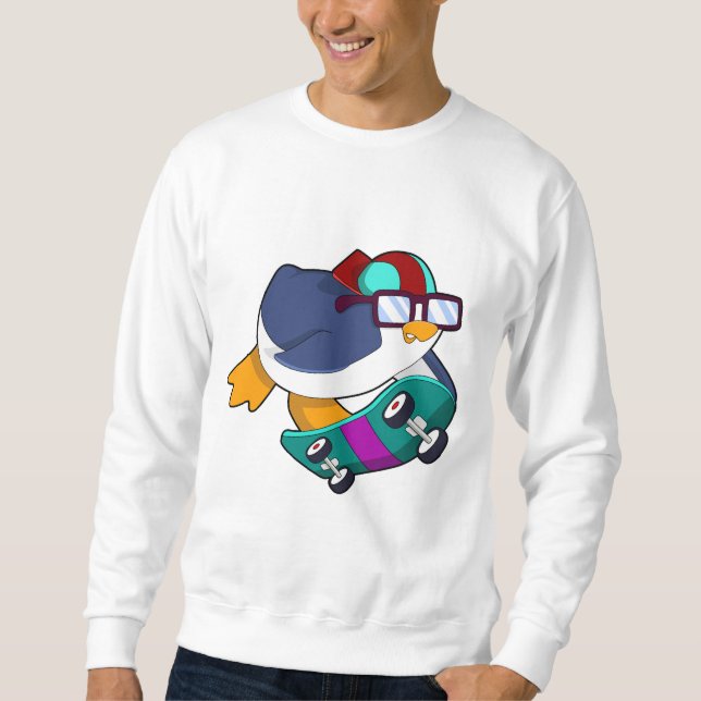 Penguin as Skater with Skateboard Sweatshirt (Front)