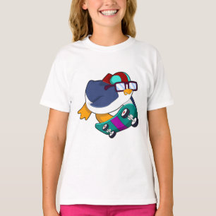 Penguin as Skater with Skateboard T-Shirt
