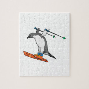 Penguin as Ski jumper with Ski Jigsaw Puzzle
