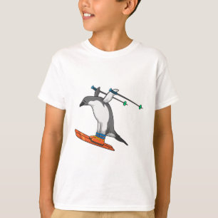 Penguin as Ski jumper with Ski T-Shirt