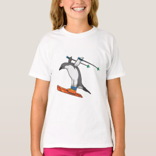 Penguin as Ski jumper with Ski T-Shirt