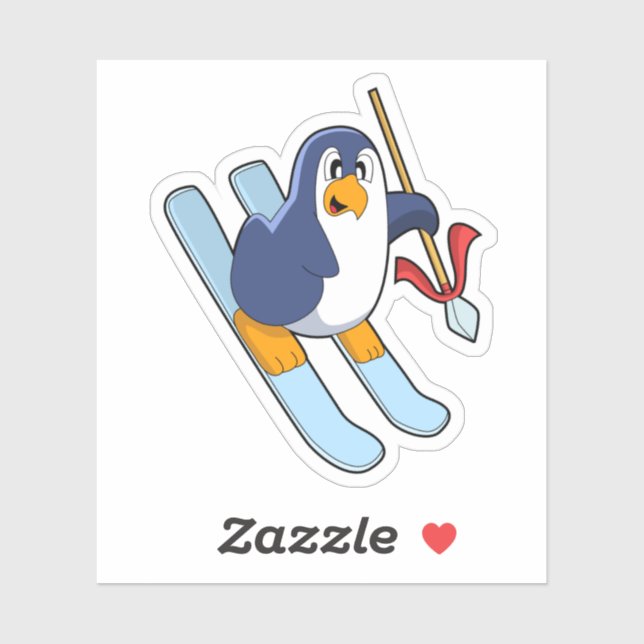 Penguin as Skier with Ski (Sheet)