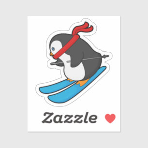 Penguin as Skier with Ski