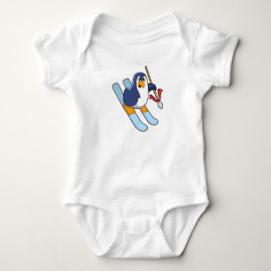 Penguin as Skier with Ski Baby Bodysuit