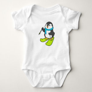 Penguin as Skier with Ski Baby Bodysuit