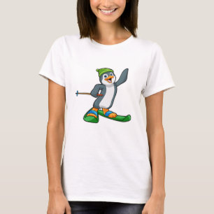 Penguin as Skier with Ski & Cap T-Shirt