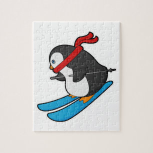 Penguin as Skier with Ski Jigsaw Puzzle