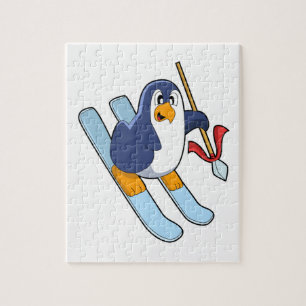 Penguin as Skier with Ski Jigsaw Puzzle