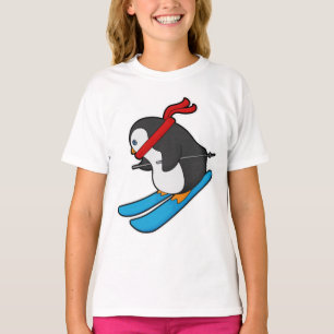 Penguin as Skier with Ski T-Shirt