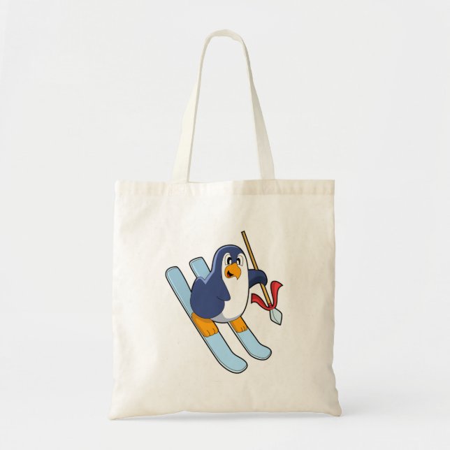Penguin as Skier with Ski Tote Bag (Front)