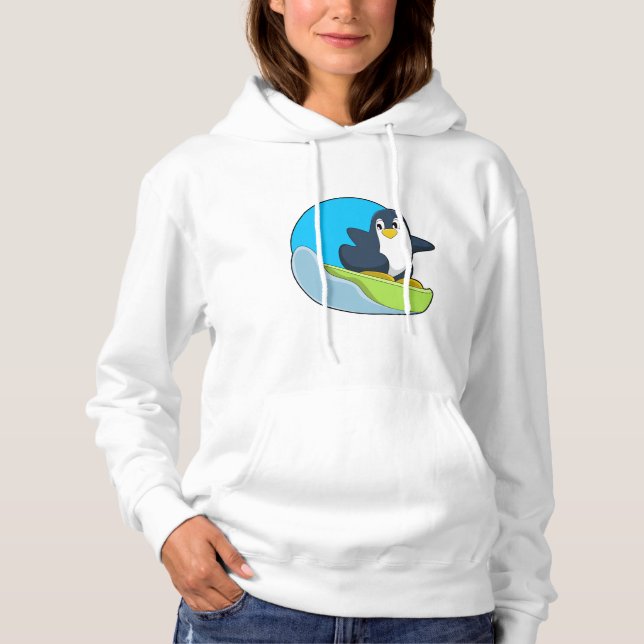 Penguin as Snowboarder with Sonowboard.PNG Hoodie (Front)
