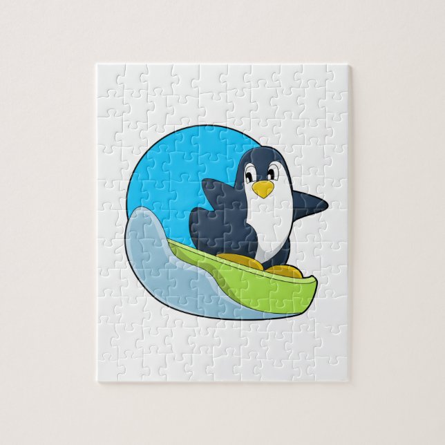 Penguin as Snowboarder with Sonowboard.PNG Jigsaw Puzzle (Vertical)