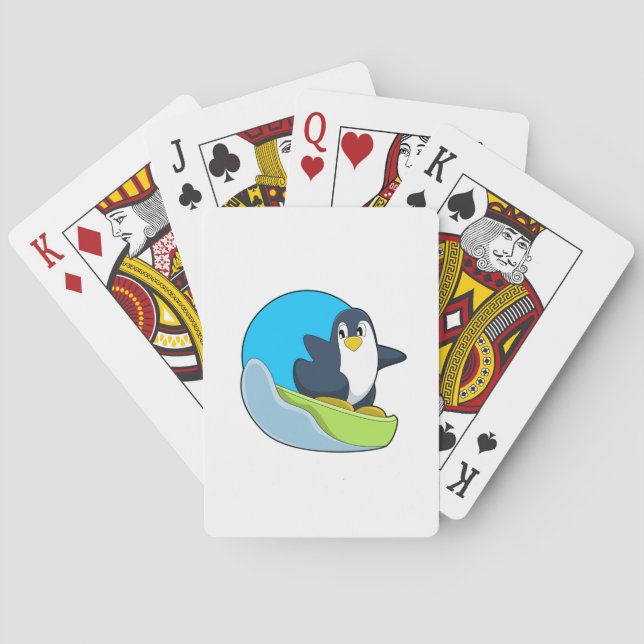 Penguin as Snowboarder with Sonowboard.PNG Playing Cards (Back)
