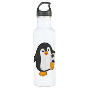 Penguin as Soccer player with Soccer ball 710 Ml Water Bottle
