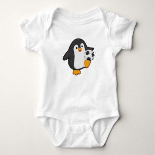 Penguin as Soccer player with Soccer ball Baby Bodysuit