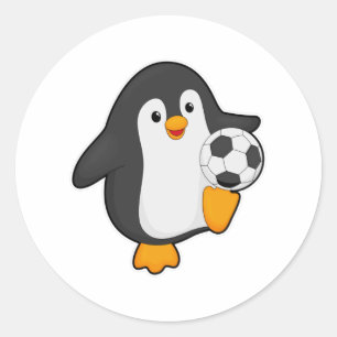 Penguin as Soccer player with Soccer ball Classic Round Sticker