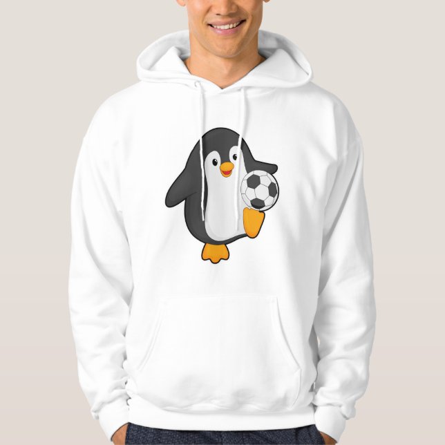 Penguin as Soccer player with Soccer ball Hoodie (Front)
