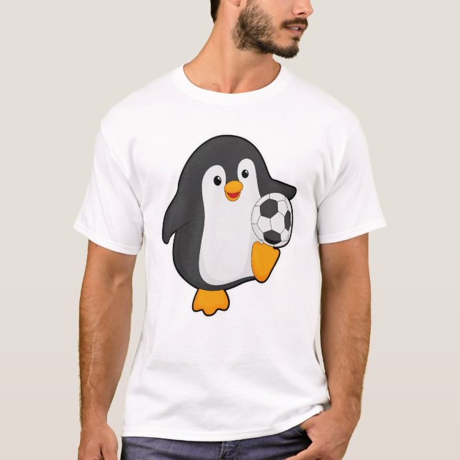 Penguin as Soccer player with Soccer ball T-Shirt (Front)