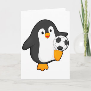 Penguin As Soccer Player With Soccer Ball T Shirt Card
