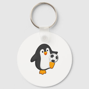 Penguin As Soccer Player With Soccer Ball T Shirt Key Ring