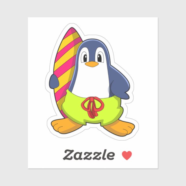 Penguin as Surfer with Surfboard (Sheet)